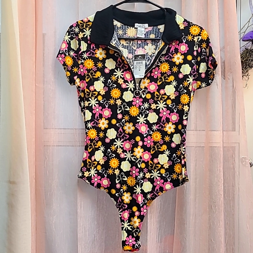 Flower and butterfly onesie polo